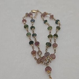 10k Gold With Multicolor Semi-Precious Stone Bracelet
